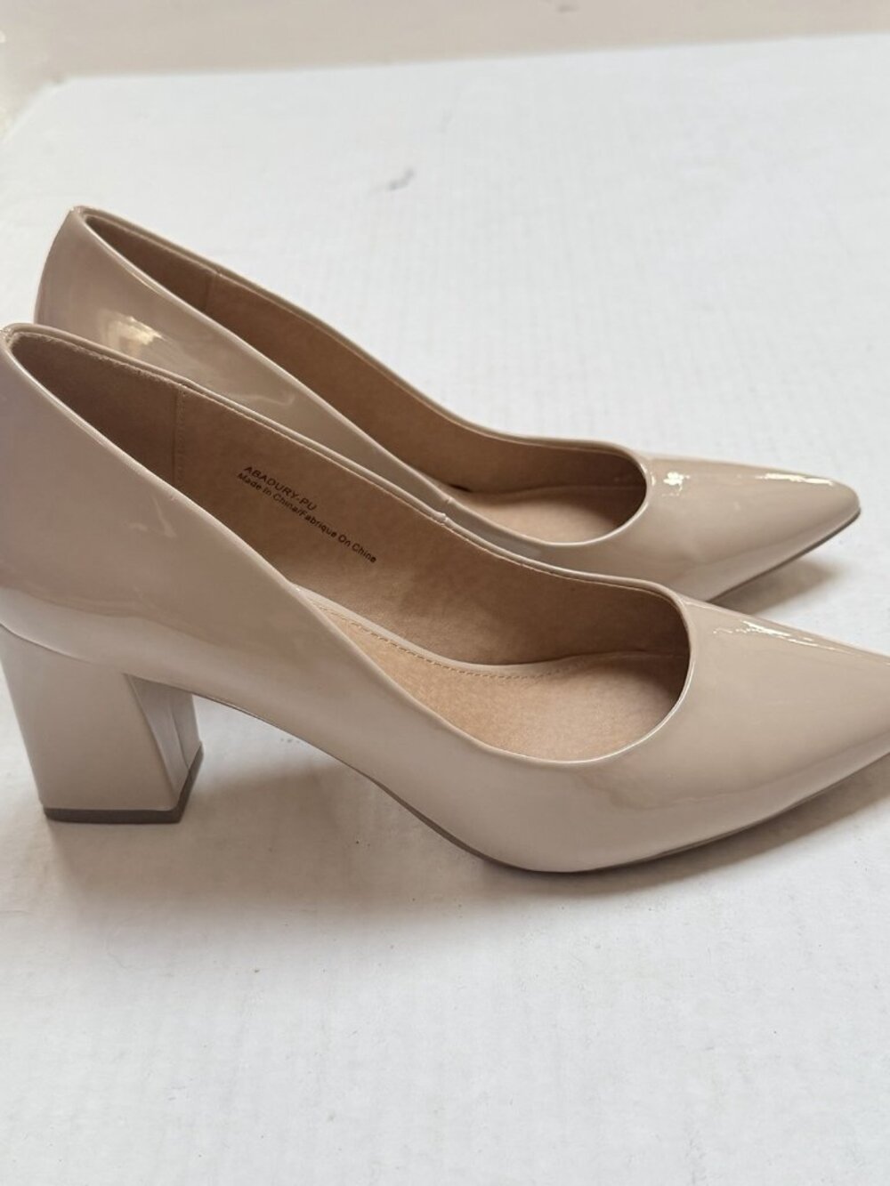 Abound Abadury Nude Faux Patent Leather Block Pumps Heels Womens Size 7 Wedding